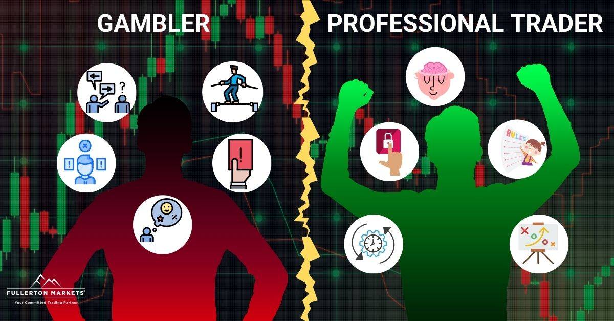 image comparing characteristics of gamblers vs. professional traders