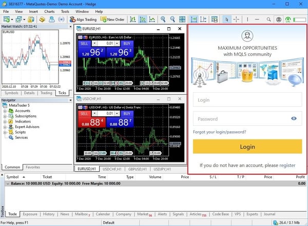 embedded chat feature on MT5
